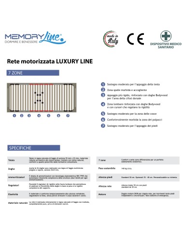 LUXURY LINE + LIGHT RELAX - Rete motorizzata + materasso in memory