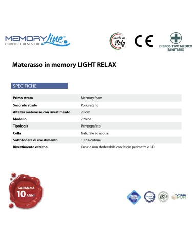 LUXURY LINE + LIGHT RELAX - Rete motorizzata + materasso in memory