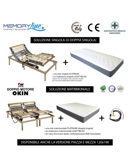 PLATINUM + LIGHT RELAX - Rete motorizzata + materasso in memory