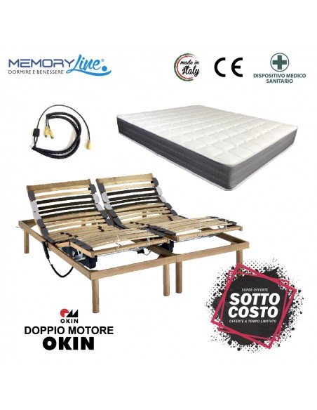 PLATINUM + LIGHT RELAX - Rete motorizzata e materasso viscoelastico doppio strato memory e poliuretano