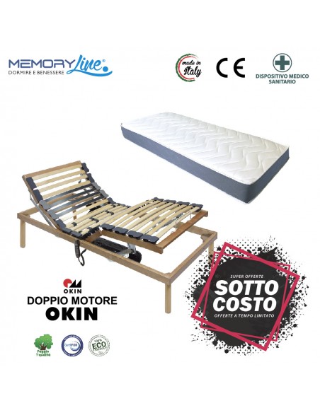 PLATINUM + LIGHT RELAX - Rete motorizzata e materasso viscoelastico doppio strato memory e poliuretano
