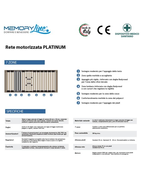PLATINUM + LIGHT RELAX - Rete motorizzata e materasso viscoelastico doppio strato memory e poliuretano